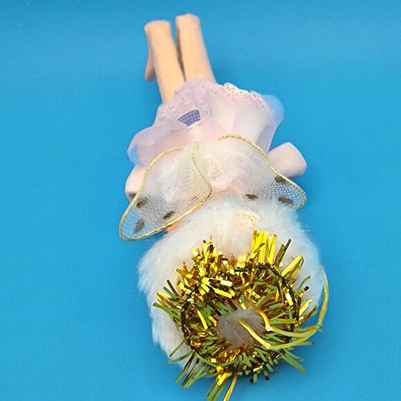 Vintage 1960s Pixie Angel Ballerina Ornament Pink Chiffon Tulle Wings Japan - Picture 7 of 10